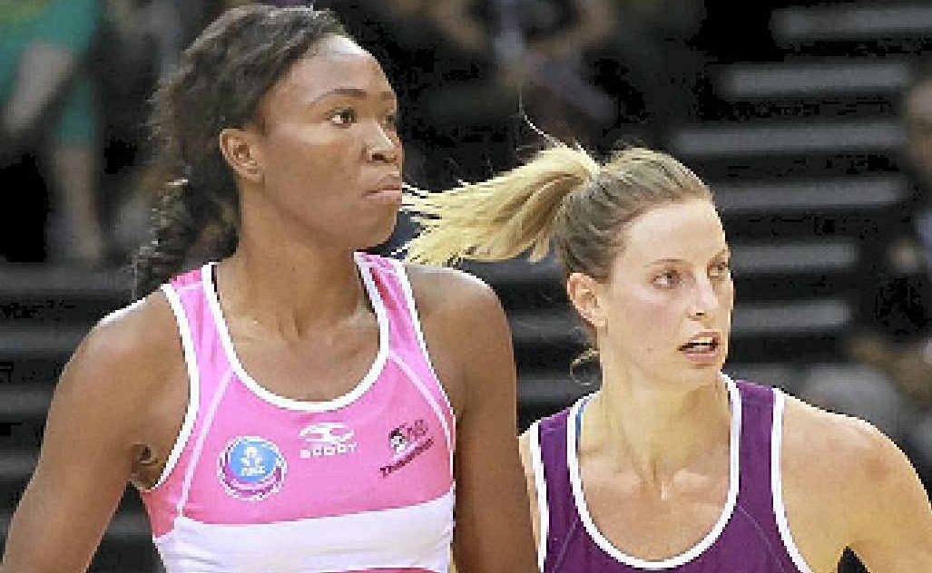 Carla Borrego and Laura Geitz in action in Adelaide on Sunday. Carla Borrego and Laura Geitz in action in Adelaide on Sunday.